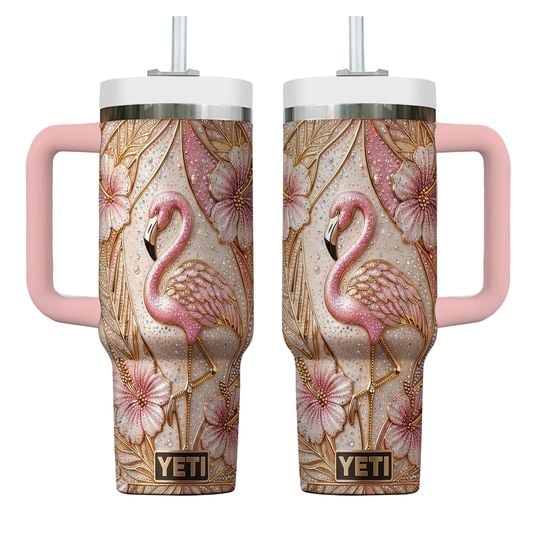 Pink Flamingo FLM 40oz Tumbler With Handle