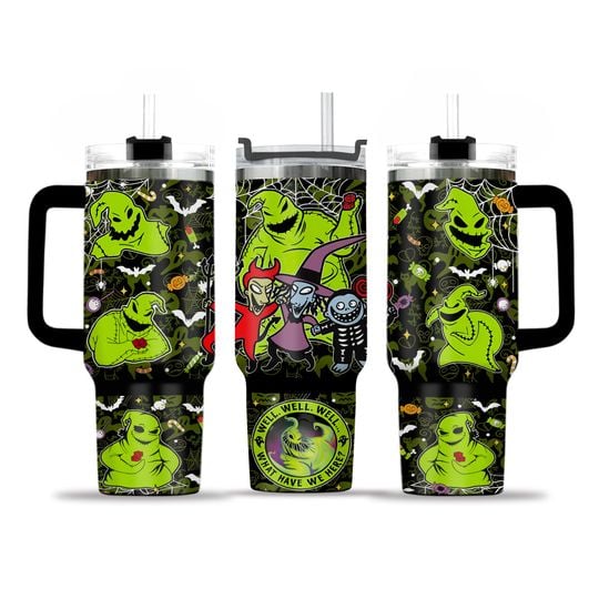 Oggie Boggie Movies Characters Tumbler 40oz with Handle, Halloween Gifts