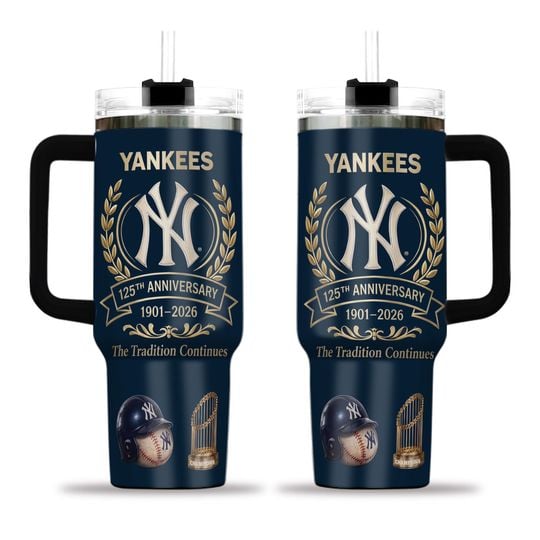New York Yanke Baseball 125Th Anniversary The Tradition Continues Tumbler 40Oz