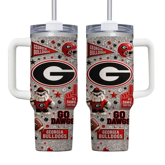GA bulldogs Rhinestone Accent 40oz Tumbler with Handle