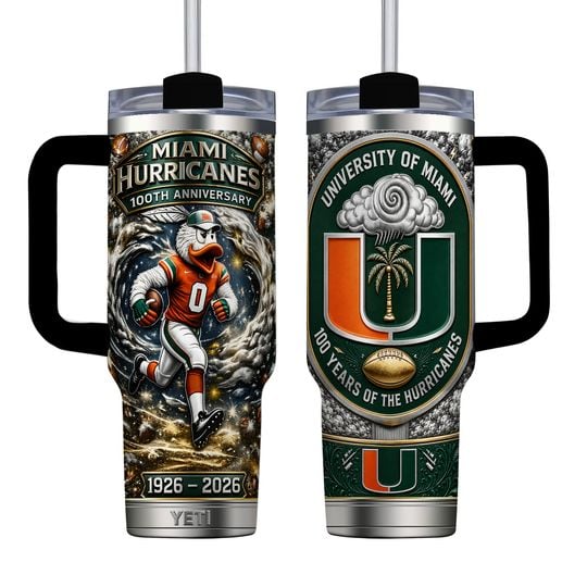 Miami Hurricanes 100th Anniversary Tumblers 40oz with handle, No box