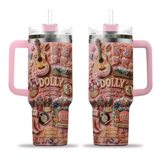 Dolly Parton 40Oz Tumbler With Handle, Dolly Parton Fan Gift, Dolly Memorial