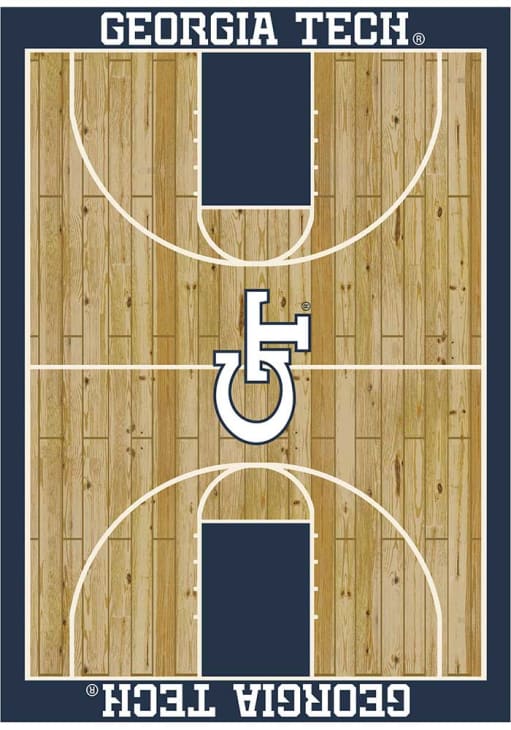 GA Tech Yellow Jackets 8x11 Courtside Interior Rug - Wood