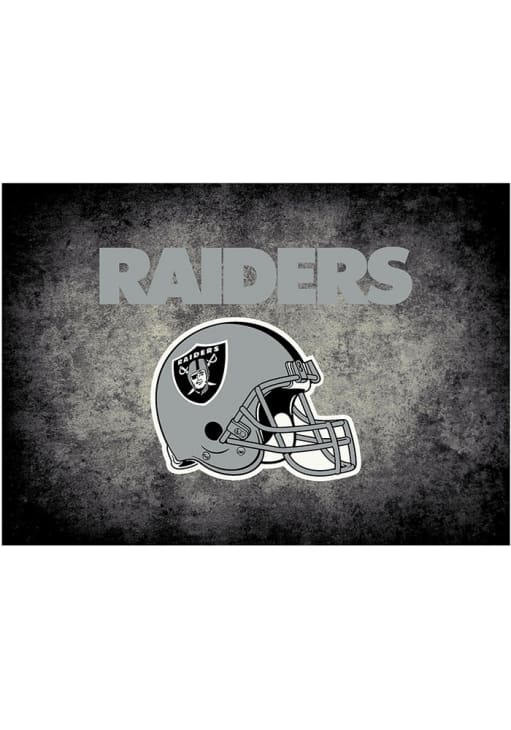 Las Vegas Raiders 4x6 Distressed Interior Rug - Black