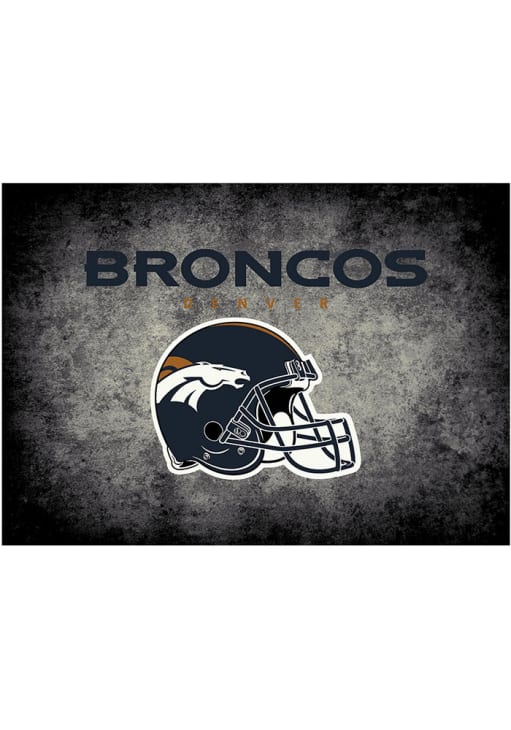 Denver Broncos 8x11 Distressed Interior Rug - Black