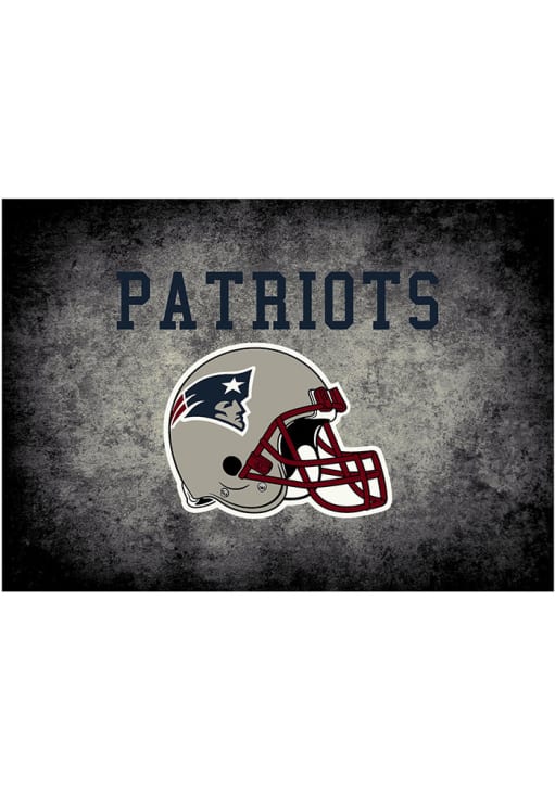 New England Patriots 8x11 Distressed Interior Rug - Black