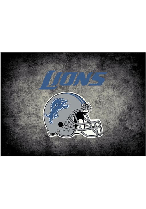 Detroit Lions 8x11 Distressed Interior Rug - Black