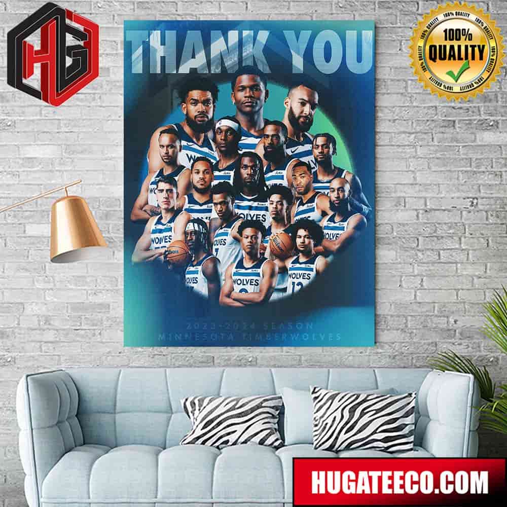 2023-2024 Season Minnesota Timberwolves Thank You Fan Poster Canvas