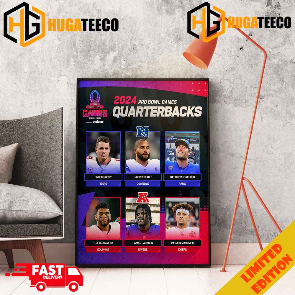 2024 Pro Bowl Games Quarterbacks NFL Orlando 2024 Merchandise Poster Canvas