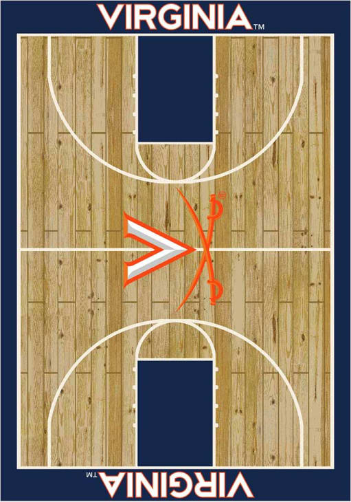 Virginia Cavaliers 6x8 Courtside Interior Rug - Wood