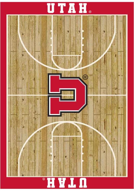 Utah Utes 4x6 Courtside Interior Rug - Wood