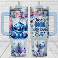 40oz Tumbler "Just a Girl Who Loves Stich" Stainless Steel W/Handle