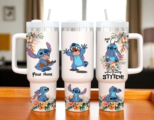 Personalized Blue Alien 40oz Tumbler | Stainless Steel Engraved Cute Character Cup