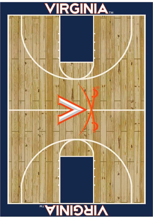 Virginia Cavaliers 8x11 Courtside Interior Rug - Wood