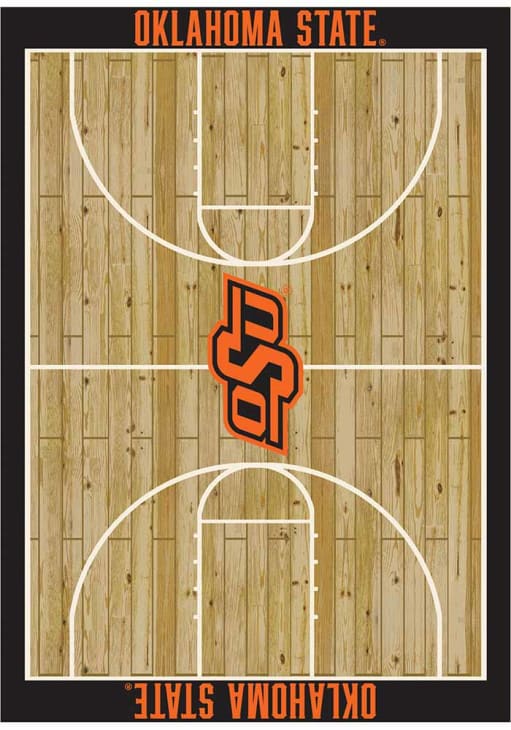 Oklahoma State Cowboys 8x11 Courtside Interior Rug - Wood