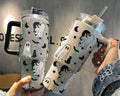 Halloween Cute Ghost Cat Rhinestone Tumbler 40oz, Black Cat Bling Halloween Tumbler