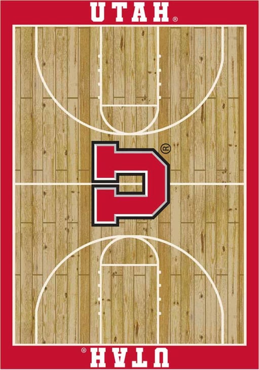 Utah Utes 6x8 Courtside Interior Rug - Wood