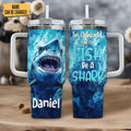 Personalized Shark 40oz Tumbler: Stainless Steel Cup With Handle