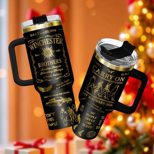 Supernatural 40oz Tumbler, Winchester Tumbler With Handle, TV Show Gift For Fans