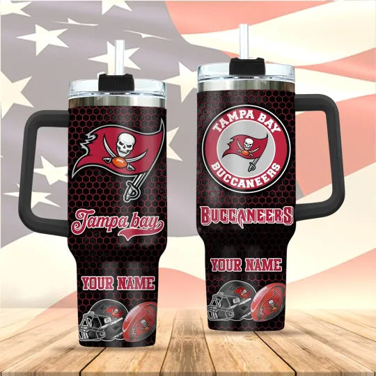 Tampa Buccaneers Tumbler 40oz With Handle, Sports Fan Gift