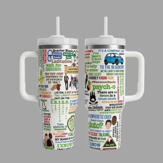 Psych Quotes 40oz Tumbler, Funny TV Show Quote Cup, Spencer Gus Fan Gift