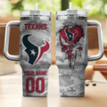 Houston Texan Custom Name Number 40oz Tumbler Gift For Fan