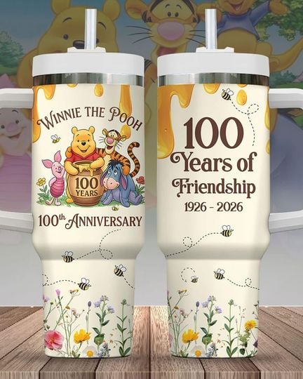Winniee 100th Anniversary Tumbler 40oz, 100 Years Friendship Tumbler, Family Trip Tumbler Cup