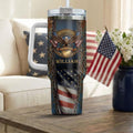 Personalized 40oz Tumbler with Handle - Patriotic Eagle Design