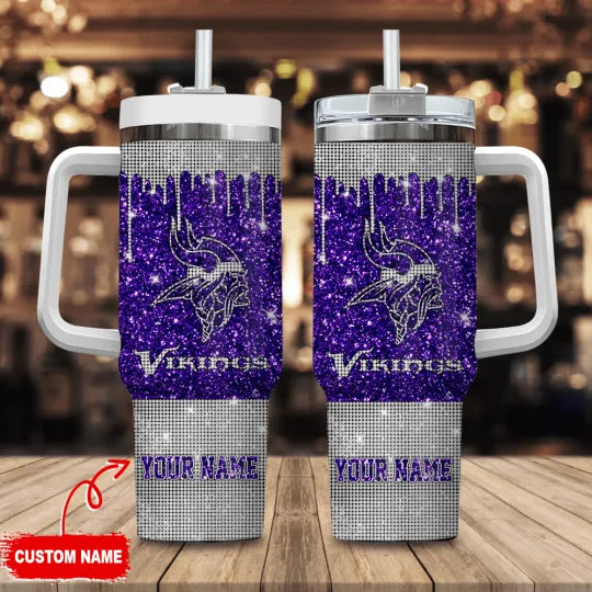 Minnesota Vikings Personalized 40Oz Tumbler, Fan Gift Cup