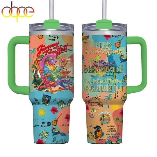 Jimmy Buffett Margaritaville Tumbler 40Oz With Handle For Fans