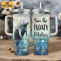 Personalized Manatee Tumbler 40oz: Stainless Steel Travel Mug With Handle