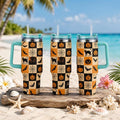 Halloween 40oz Tumbler, Spooky Checkered Cup, Back to School Travel Mug, Cute Pumpkin Water Bottle, Teacher Gift, Aesthetic Fall Gift