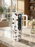 Hydrojug 40oz Tumbler with Handle, Engraved Cherry White