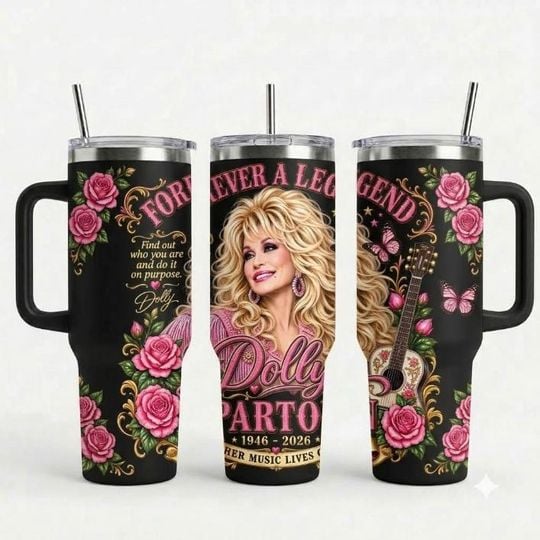 Dolly Parton Memorial 40oz Tumbler, Country Music, Retro Nashville Western Tumbler, Gift for Country Music Fans