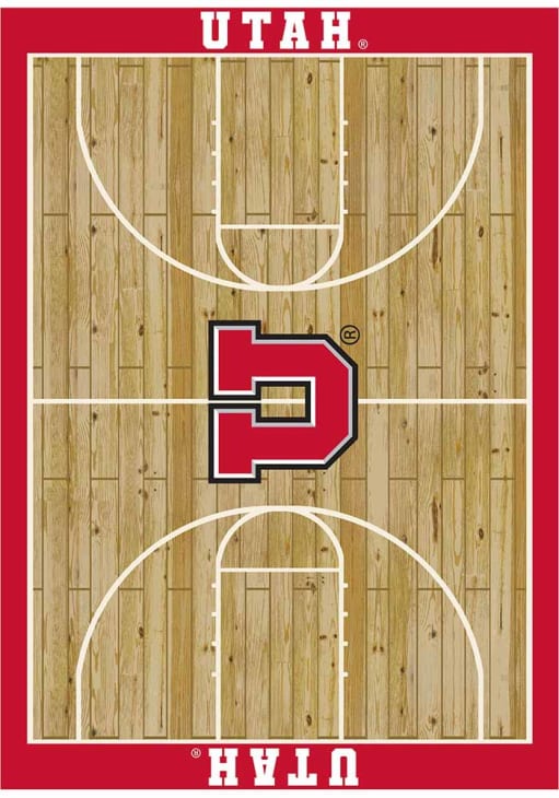 Utah Utes 8x11 Courtside Interior Rug - Wood