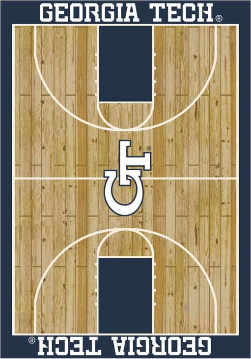 GA Tech Yellow Jackets 6x8 Courtside Interior Rug - Wood