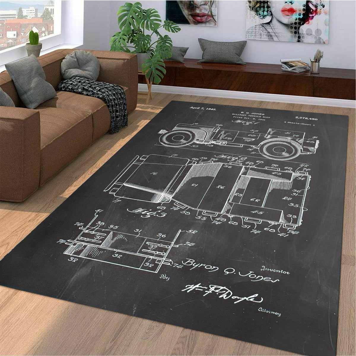 Willy's Jeep Patent Blueprint Area Rug TN1607261625