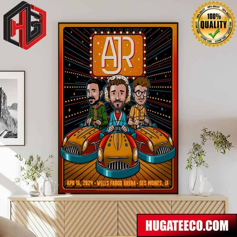 Ajr Brothers Bumper Cars Featured On Tonight‚Äôs Des Moines Concert Poster April 16 2024 Wells Fargo Arena Des Moines Ia Poster Canvas
