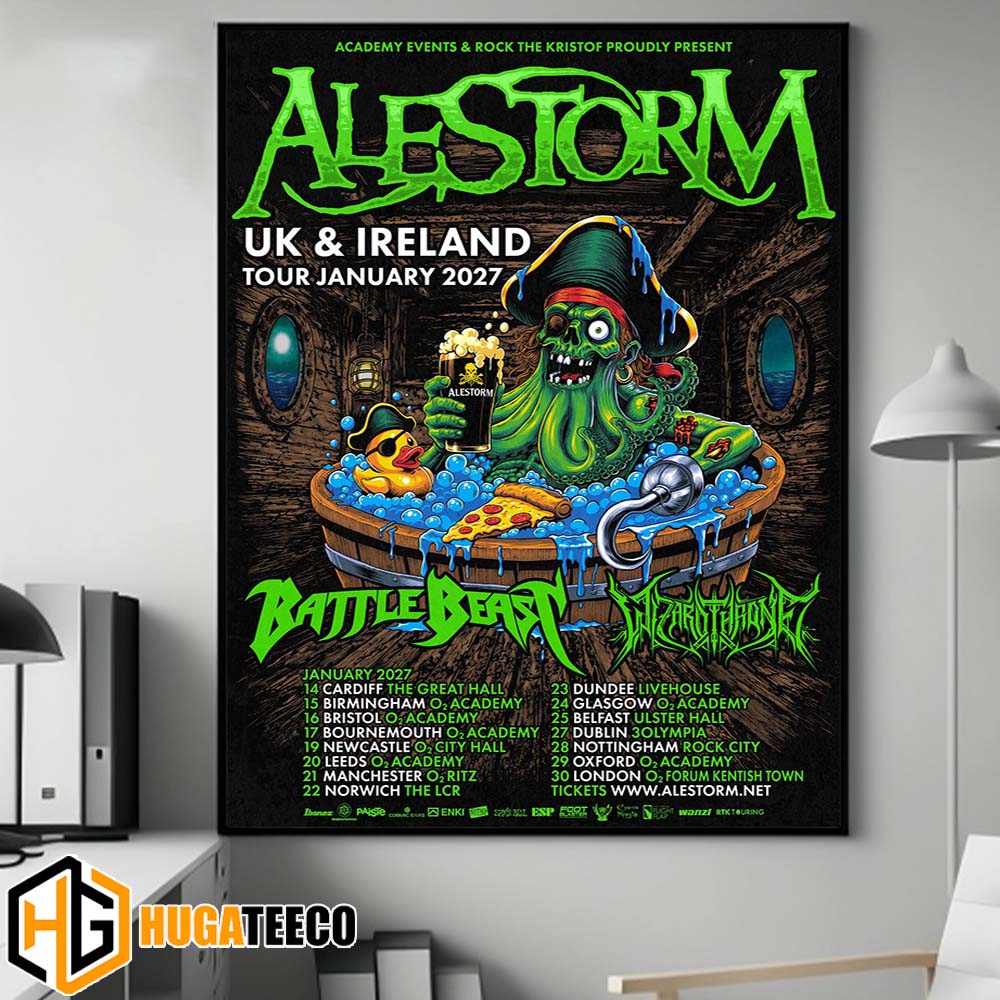 Alestorm UK And Ireland Tour 2027 For January Dates Tour With Battle Beast And Wizardthrone Home Decor Poster Canvas