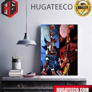 Anthony Edwards And Jalen Johnson Take Turns Scoring Dunks On The Faces Of J Collins And Austin Reaves In The NBA Regular Season Cartoon Version Poster Canvas