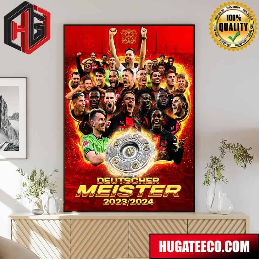 Bayer Leverkusen Is Deutscher Meister Champion 2023 2024 Poster Canvas