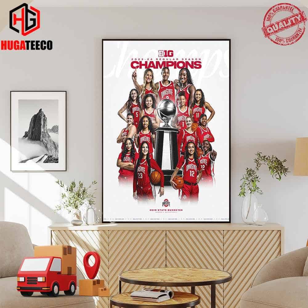Big Ten 2023 2024 Regular Season Champions Is Ohio State Women‚Äôs Basketball Poster Canvas