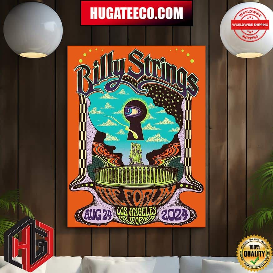 Billy Strings Merch Poster For Show At The Forum In Los Angeles Califonia On Aug 24 2024 Home Decor Poster Canvas