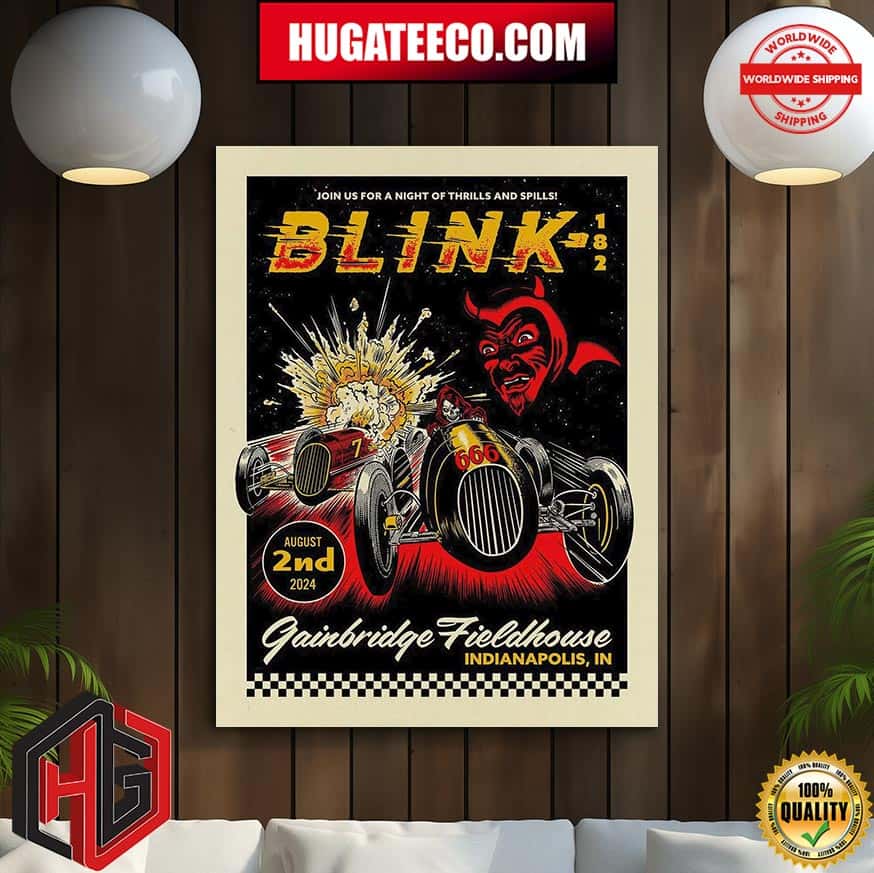 Blink-182 Join US For A Night Of Thrills And Spills Show In Indianapolis In Gainbridge Fieldhouse On August 2nd 2024 Poster Canvas