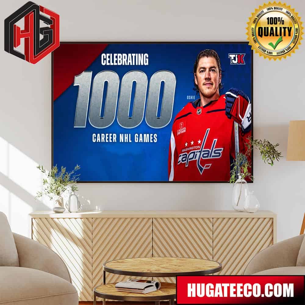 Celebrating T J Oshie Washington Capitals 1000 Career NHL Games Poster Canvas