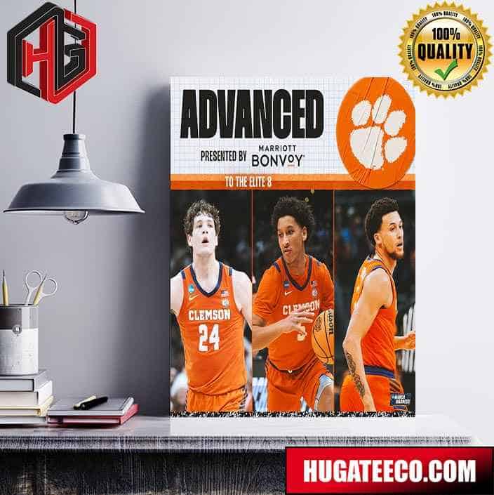 Clemson Tigers Men‚Äôs Basketball Advances To The Elite 8 NCAA March Madness Poster Canvas
