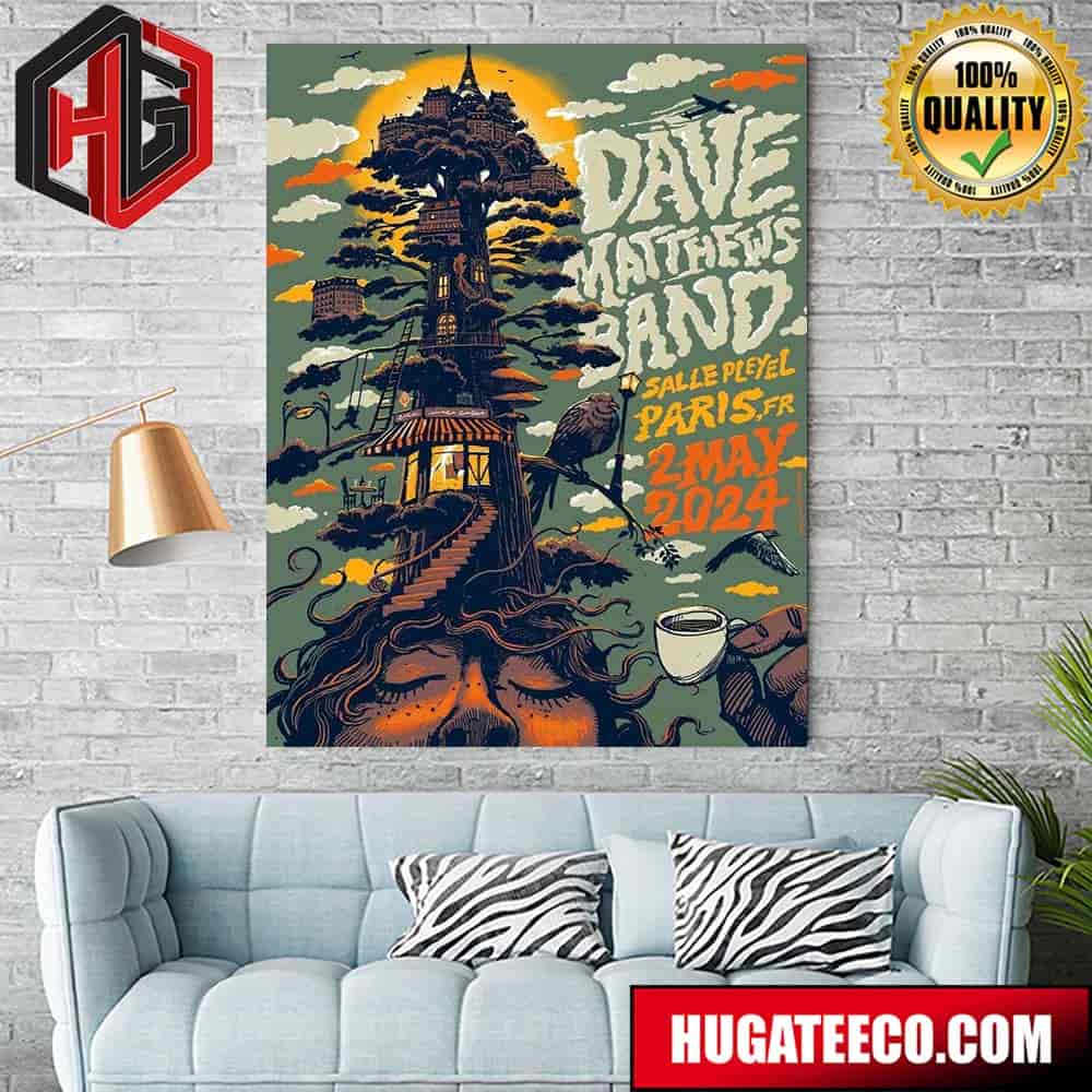 Dave Matthews Band Show On May 2 2024 In Paris At Salle Pleyel Home Decor Poster Canvas