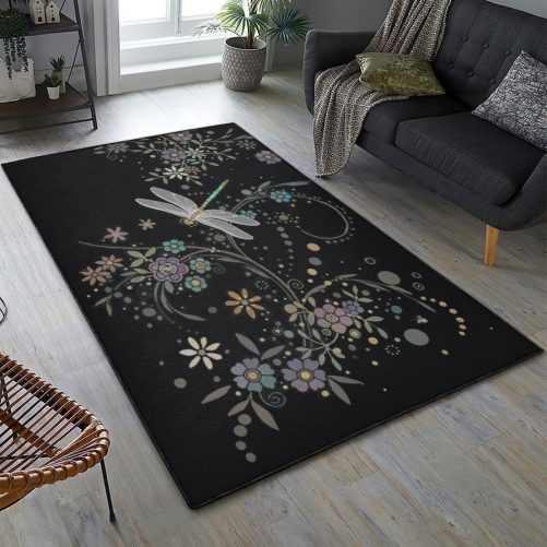 Dragonfly Rug Black Background