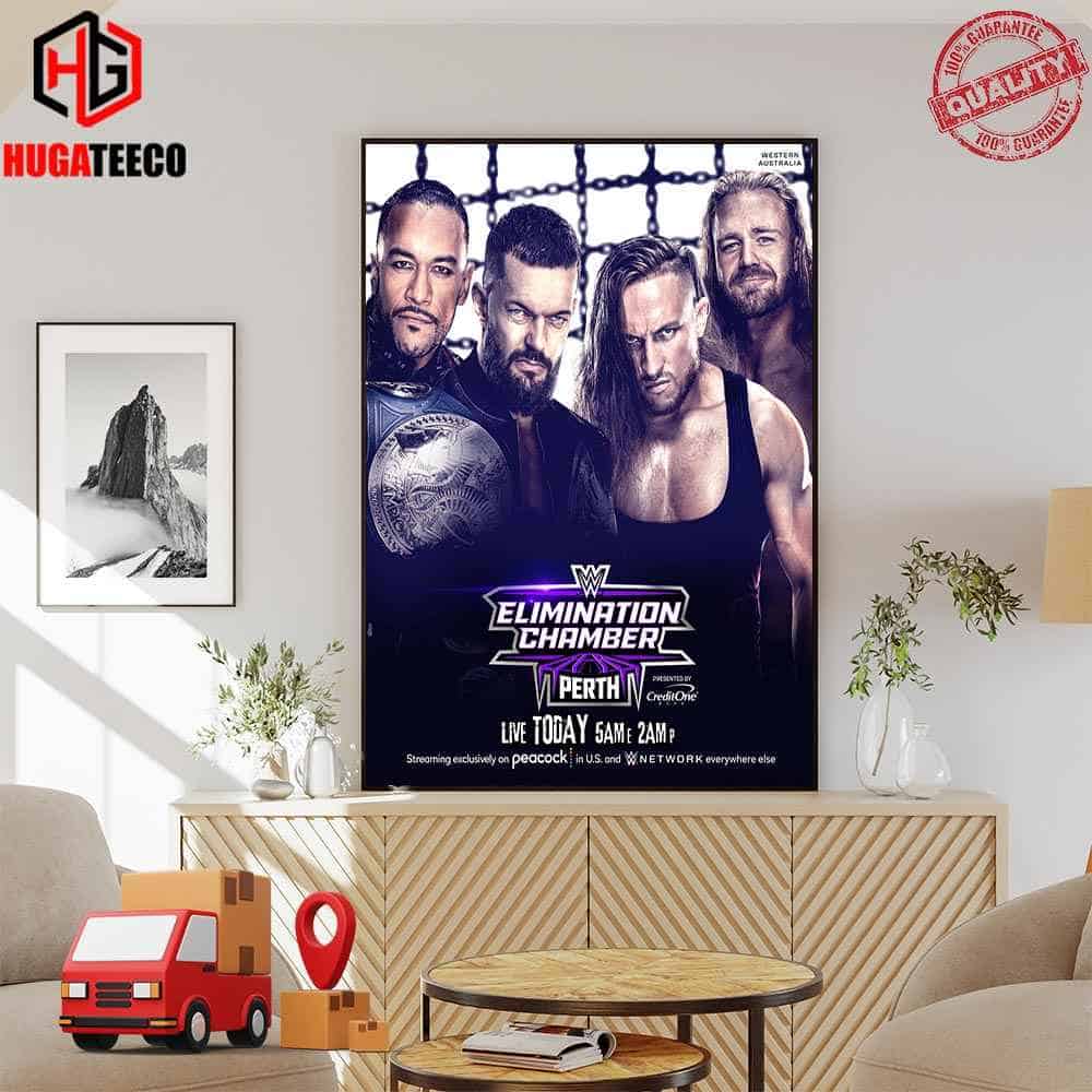 Finn Balor And Damian Priest Defend The Undisputed WWE Tag Team Titles Against The Bruiserweight Pete Dunne And Tyler Bate At WWE Elimination Chamber Perth Poster Canvas