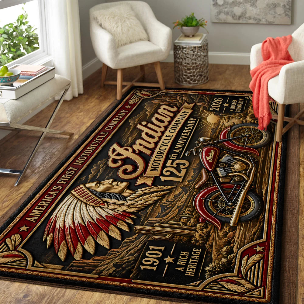 Indian Motorcycle 125th Anniversary 2026 Rectangular Rug – TANTN26247